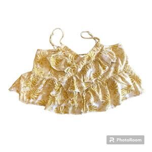 SBetro Crop Top Babydoll Ruffle Tropical Hawaiian Festival Bohemian Tank Medium